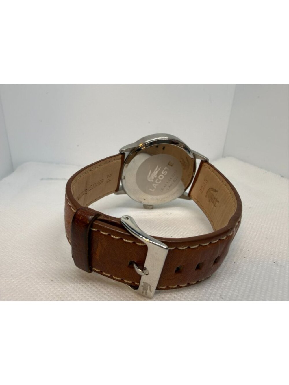 Lacoste Barcelona 2010498 Men's 44mm Cream Dial Brown Leather Quartz Watch - Picture 10 of 13